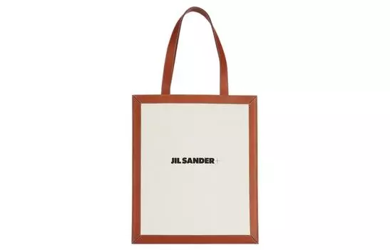 JIL SANDER Сумка из хлопчатобумажной ткани, кожаная сумка-шоппер, сумка для покупок, обычная сумка унисекс, бежево-коричневая