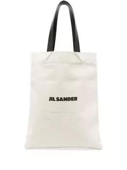 Jil Sander сумка-тоут из канваса с логотипом, нейтральный цвет