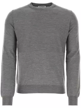 Jil Sander свитер из натуральной шерсти с круглым вырезом, серый