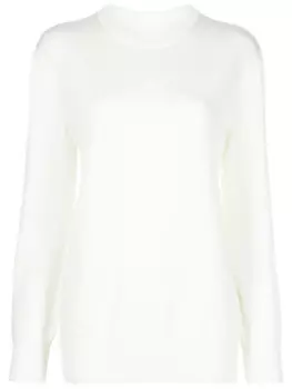 Jil Sander свитер из шерсти мериноса с круглым вырезом, зеленый