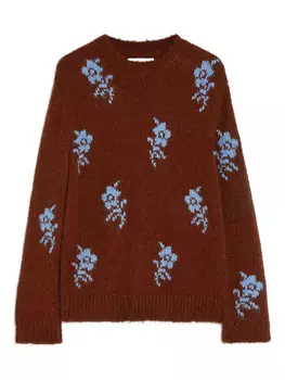 Jil Sander свитер с цветочным принтом, коричневый