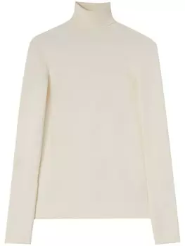 Jil Sander свитер в рубчик с высоким воротником, белый