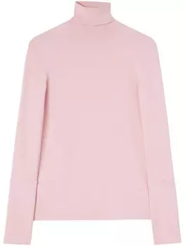 Jil Sander свитер в рубчик с высоким воротником, розовый