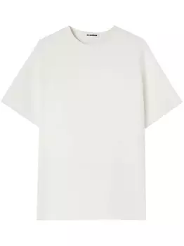 Jil Sander топ с короткими рукавами и тисненым логотипом, белый