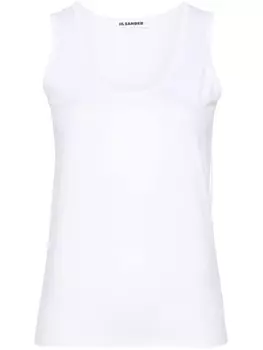 Jil Sander топ с вышитым логотипом, белый