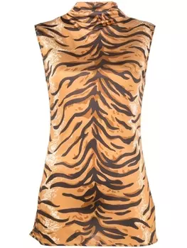 Jil Sander топ с высоким воротником и принтом, оранжевый