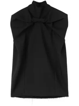 Jil Sander топ с высоким воротником и необработанными краями, черный