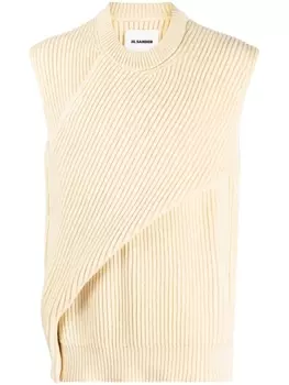 Jil Sander топ в рубчик с перекрестными вставками, желтый