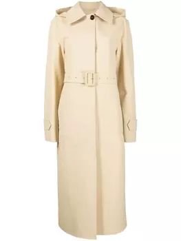 Jil Sander тренч с капюшоном, нейтральный цвет