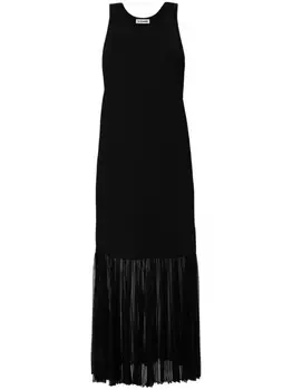 Jil Sander трикотажное макси-платье с плиссировкой, черный