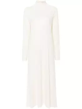 Jil Sander трикотажное платье макси с высоким воротником, белый