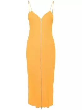 Jil Sander трикотажное платье на молнии, оранжевый