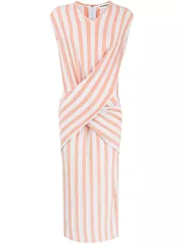 Jil Sander трикотажное платье в полоску, оранжевый