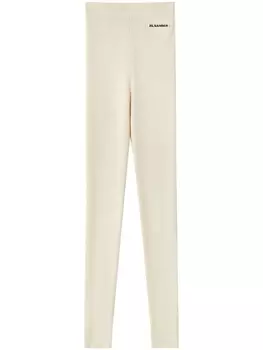Jil Sander трикотажные легинсы с нашивкой-логотипом, нейтральный цвет