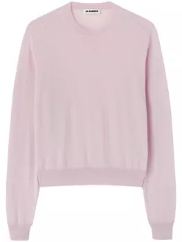 Jil Sander трикотажный джемпер с круглым вырезом, розовый