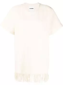 Jil Sander трикотажный топ с бахромой, нейтральный цвет