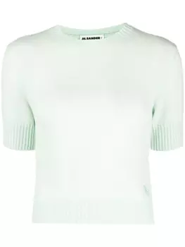 Jil Sander трикотажный топ с короткими рукавами, зеленый