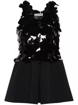 Jil Sander трикотажный топ с пайетками, черный