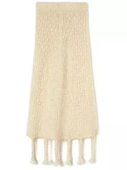 Jil Sander юбка А-силуэта с бахромой, нейтральный цвет