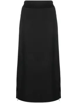 Jil Sander юбка миди с завышенной талией и молниями сбоку, черный