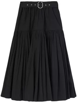 Jil Sander юбка миди с завышенной талией и складками, черный