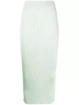 Jil Sander юбка миди в рубчик, зеленый