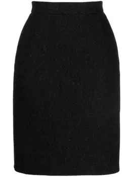 Jil Sander юбка с завышенной талией и узором в елочку, черный