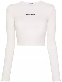 Jil Sander укороченная футболка с логотипом, белый