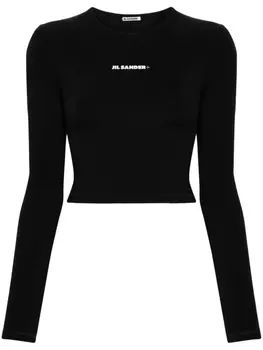Jil Sander укороченная футболка с логотипом, черный