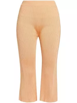 Jil Sander укороченные брюки со вставками в рубчик, оранжевый