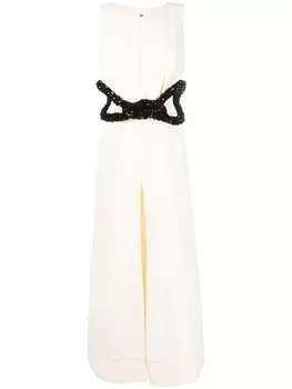 Jil Sander вечернее платье А-силуэта с пайетками, нейтральный цвет