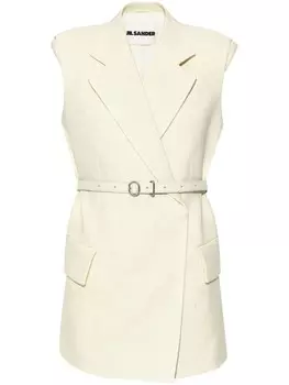 Jil Sander жилет без рукавов с поясом на талии, белый