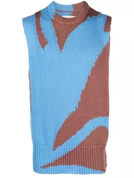 Jil Sander жилет с абстрактным принтом, синий