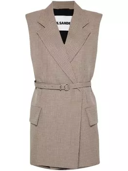 Jil Sander жилет в клетку, коричневый