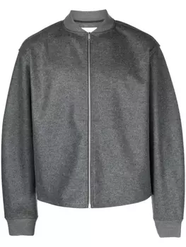 Jil Sander zip-up wool bomber jacket, серый