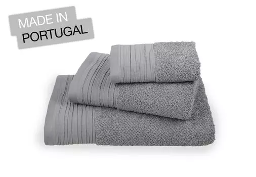 Jilda-tex Комплект полотенец премиум-класса с льняным эффектом, 100% хлопок, разные размеры/цвета (голубой, 2 полотенца премиум-класса 50 x 100 см) Dero Textilien, серый