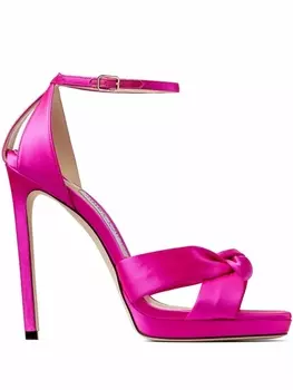 Jimmy Choo атласные босоножки Rosie 120, розовый