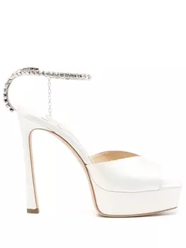 Jimmy Choo атласные босоножки Saeda 125, белый