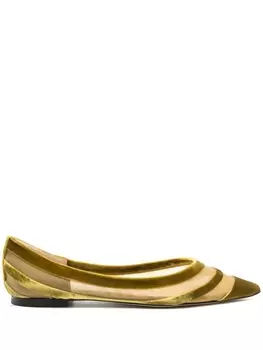 Jimmy Choo бархатные балетки с сетчатыми вставками, золотистый