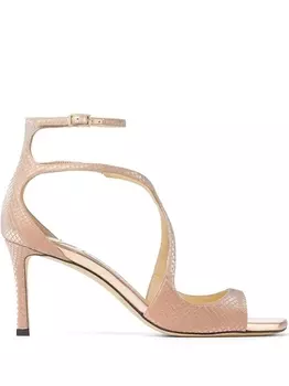 Jimmy Choo босоножки Azia 75 с тиснением под змеиную кожу, розовый