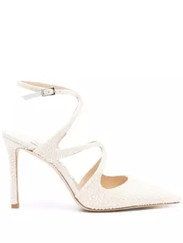 Jimmy Choo босоножки Azia 95 с кристаллами, белый