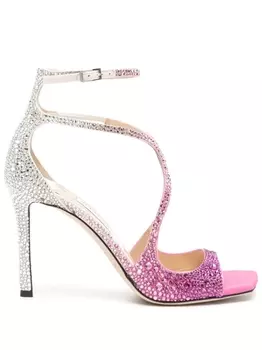 Jimmy Choo босоножки Azia 95 с кристаллами, розовый