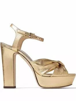Jimmy Choo босоножки на платформе с эффектом металлик, золотистый
