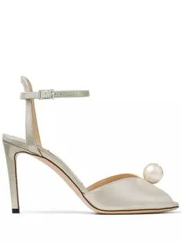 Jimmy Choo босоножки Sacora 85 с искусственным жемчугом, серебристый