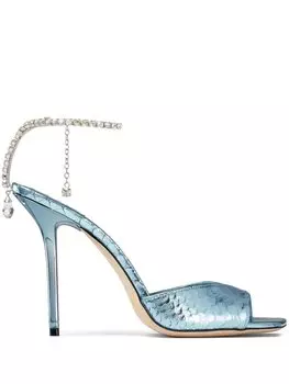 Jimmy Choo босоножки Saeda 100 с эффектом металлик, синий