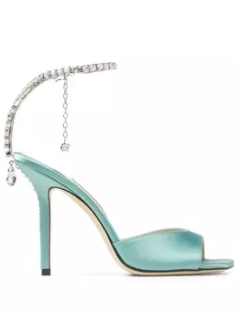 Jimmy Choo босоножки Saeda 100 с кристаллами, зеленый