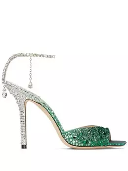 Jimmy Choo босоножки Saeda 100 с кристаллами, зеленый