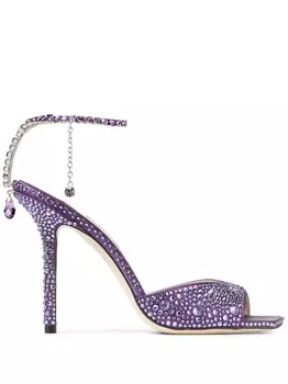 Jimmy Choo босоножки Saeda 100 с кристаллами, фиолетовый