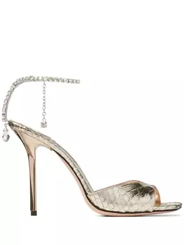 Jimmy Choo босоножки Saeda 100 с кристаллами, серебристый