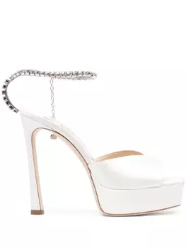 Jimmy Choo босоножки Saeda 125 с кристаллами, нейтральный цвет